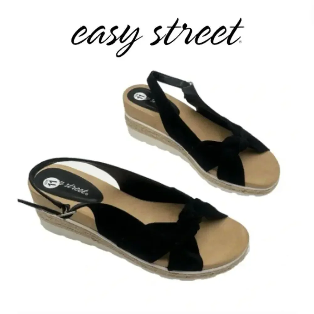 NEW - EASY STREET women's comfy wedges platform man made upper - SIZE 11